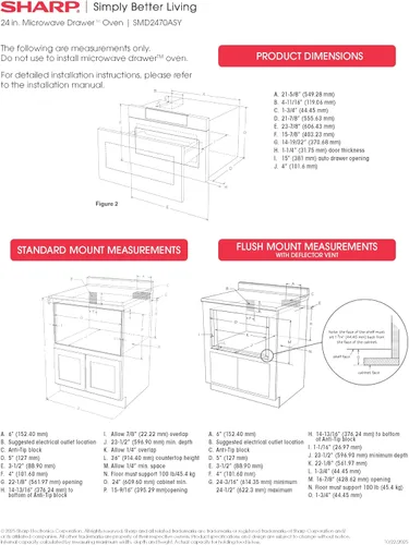 Vista 12 de Sharp, horno microondas SMD2470AS, de 24 pulgadas, 1,2 Cu. Pie de acero inoxidable