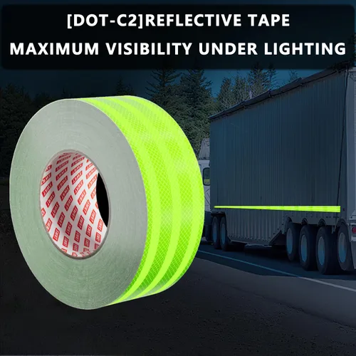 Vista 2 de SWRT Cinta Reflectante de 2 Pulgadas X 30 Pies para Exteriores Impermeable DOT-C2 Resistente a la Decoloración Verde Fluorescente Reflectante