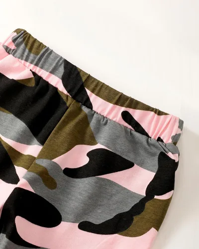 Vista 6 de Conjunto de ropa para bebé niña pequeña, con volantes, pantalones florales, ropa para niñas