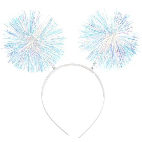 Vista 17 de minkissy Diadema con pompones, diadema de color Bopper, diadema de bola con antena para color azul
