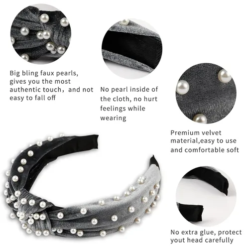 Vista 2 de LOVNFC Diademas para Mujeres 6 Piezas Bandas para la Cabeza Anudadas Antideslizantes de Moda para mujeres Niñas Anchas Nudo Superior Turbante Bandas