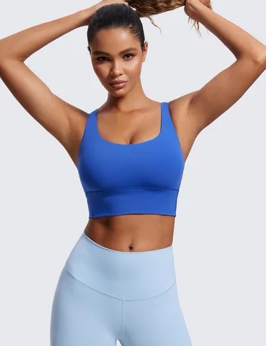 Vista 2 de CRZ YOGA Brasier deportivo con tirantes delgados para mujer, sin varillas, con relleno cruzado y acolchado, para entrenamiento, yoga