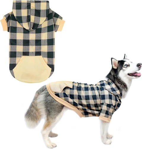 Vista 16 de KOOLTAIL Sudadera a cuadros con capucha, con gorro y bolsillo, para perros pequeños, medianos y grandes y gatos, abrigo suave y cálido para invierno