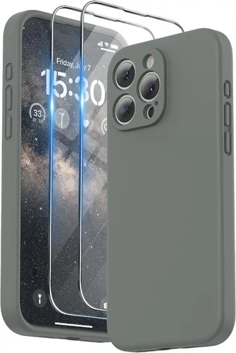 Vista 14 de SURPHY Funda diseñada para iPhone 15 Pro Max con protector de pantalla y cordón, correa de teléfono y funda de silicona líquida para teléfono