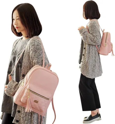 Vista 6 de Copi hermosa mochila informal pequeña, a la moda, moderna, de diseño simple, para mujer.