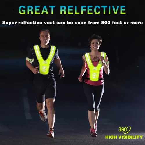 Vista 2 de Chaleco reflectante para correr con bandas reflectantes para mujeres y hombres, chaleco reflectante de seguridad para caminar, correr, ciclismo por
