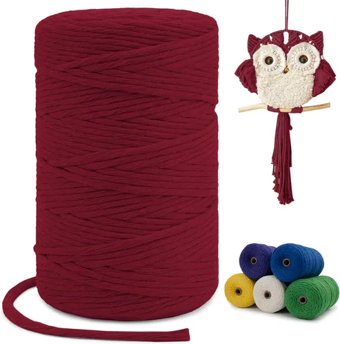 Vista 69 de Cuerda de macramé de una sola hebra de 0.197 in x 110 yardas, cuerda de macramé de algodón natural de 0.197 in, cuerda de algodón grueso para colgar