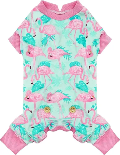Vista 29 de KYEESE - Pijama de terciopelo para perros, con patrón de patos amarillos, ropa elástica y suave para cachorros y perros pequeños, mameluco cómodo
