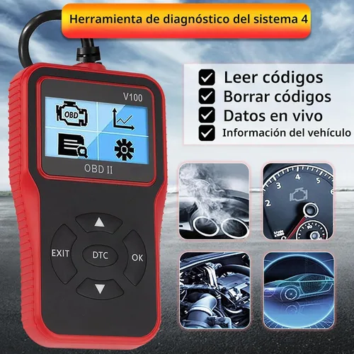 Vista 7 de Herramienta de diagnóstico de diagnóstico V100 OBD2, lector de código, herramienta de diagnóstico de luz del motor, probador de voltaje de batería