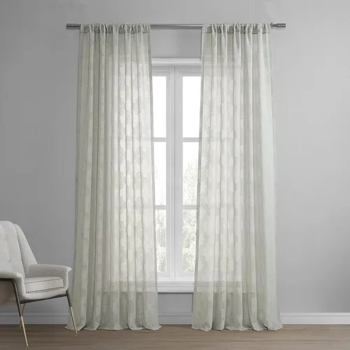 Vista 10 de HPD Half Price Drapes Cortinas transparentes de lino estampado para sala de estar 50 X 84 (1 panel), SHCH-11701-84, Calais Tile