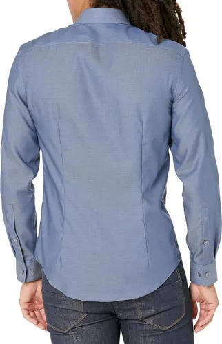 Vista 2 de Calvin Klein Camisa de vestir con puños franceses de espiga y ajuste regular para hombre