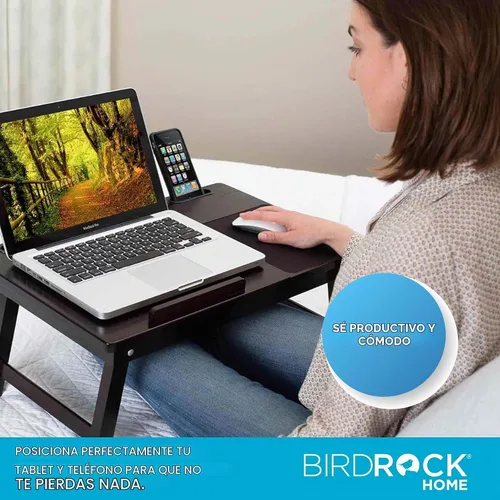 Vista 4 de Sofia + Sam Bandeja de cama para laptop con cajón de almacenamiento, patas plegables ajustables y alfombrilla para mouse Escritorio portátil