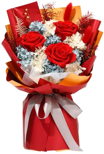 Vista 11 de Jtoder Flores Eternamente para la Entrega, Ramos de Flores Preservadas, Rosas Púrpuras de Larga Duración, Ramos de Regalo para Madre, Esposa, Novia