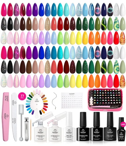 Vista 15 de Beetles - Kit de esmalte de uñas de gel con luz UV, 54 piezas, 32 colores A - Multicolor-32-54