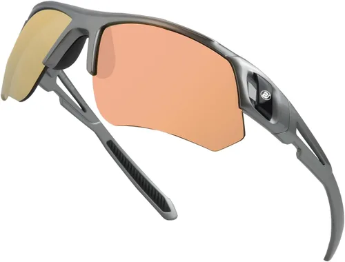 Vista 10 de Gafas de sol de golf para hombres y mujeres, gafas de sol deportivas sin montura con protección UV400 Bj810 Marco Negro Oro Rosa