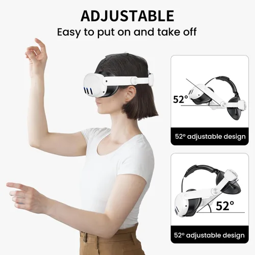 Vista 3 de 3in1 Head Strap for OculusMeta Quest 3, Upgrade Elite Head Strap Replacement with Silicone Face Pad Cover, VR Shell Case for Reduce Pressure
