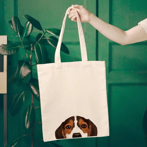 Vista 2 de WIRESTER Bolsa de lona para mujeres y niñas, bolsa de playa, comestibles y viajes, lindo perro
