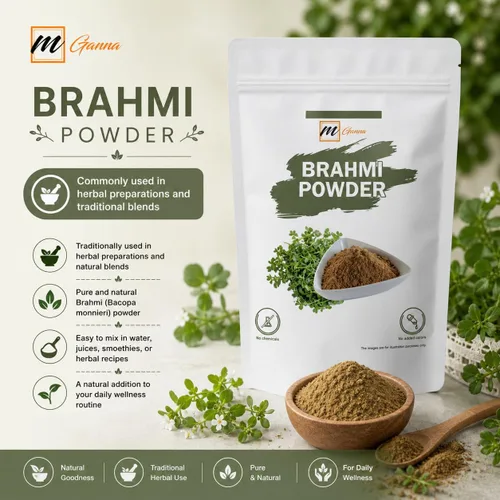 Vista 3 de Brahmi Powder 100% puro y natural, 0.22 libras / 100 GMS Polvo de Bacopa Monnieri para cabello y salud