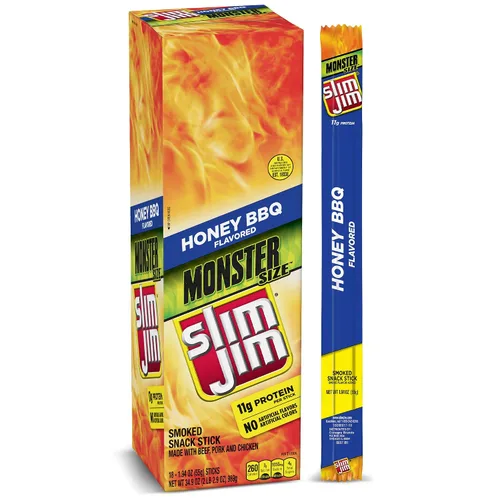 Vista 9 de Slim Jim Monster Smoked Jerky Sticks, sabor original, 1.94 onzas, 18
