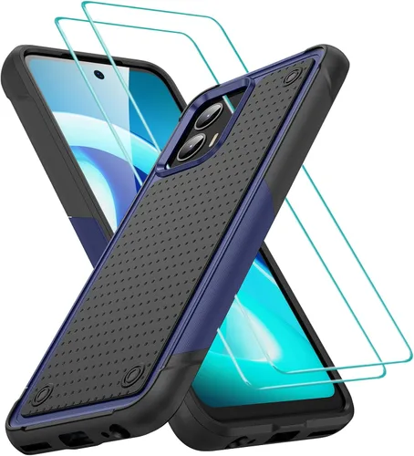 Vista 8 de Jeylly Funda para Motorola G Power 5G (2023) con 2PCS protectores de pantalla de vidrio, protección resistente de plástico duro+parachoques