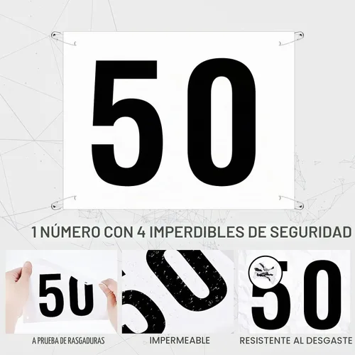 Vista 3 de Números de babero para correr con pasadores de seguridad para eventos de competición deportiva de maratón, resistente al desgarro, impermeable, 6 x