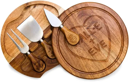 Vista 11 de PICNIC TIME Disney Princess Beauty & the Beast - Juego de tabla de queso brie de acacia y cuchillos, juego de tabla de charcutería, tabla de cortar