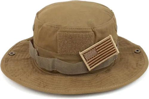 Vista 4 de Armycrew - Gorra con cierre de gancho y lazo con bandera militar americana con correa para la barbilla