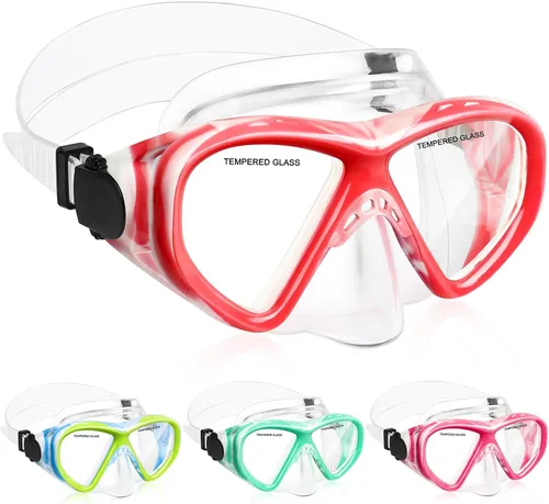 Vista 12 de ACQCES Gafas de natación para niños, máscara de buceo para niños y niñas de 5 a 15 años, gafas de natación antivaho de dos colores con cubierta