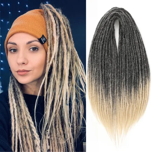 Vista 43 de Leeven Extensiones de Rastas Sintéticas de Doble Punta de 24 Pulgadas 30 Hebras Rastas Boho 613 Rubio 3 Estilos Mixtas Onduladas Rizadas DE Rastas