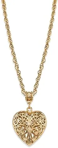 Vista 4 de 1928 Jewelry collar con colgante en forma de corazón afiligranado con cristales Swarovski
