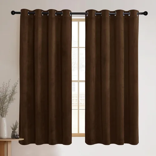 Vista 72 de NICETOWN Cortinas de terciopelo beige 100% opacas de 84 pulgadas de largo, 52 pulgadas de ancho, 2 paneles para dormitorio y sala de estar, cortinas