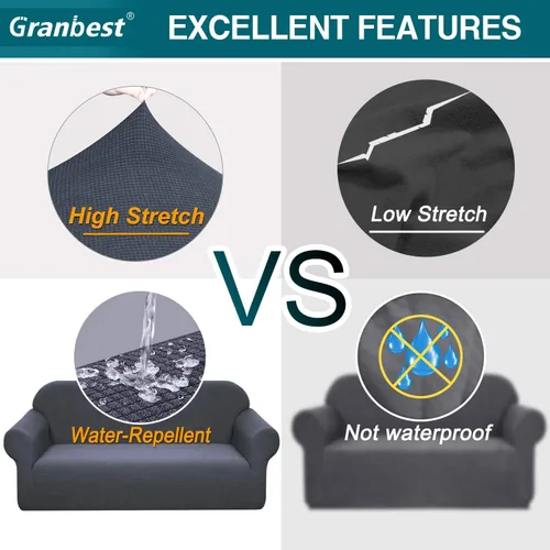 Vista 4 de Granbest - Funda de sofá impermeable de alta calidad Granbest de alta elasticidad para sofá de tela súper suave (gris, pequeña)