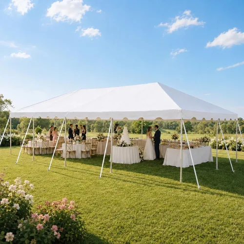 Vista 21 de Party Tents Direct Carpa para Fiesta de 20x30 - Marco de Acero - Gazebo al Aire Libre, Pabellón, Sombrilla para Sol, Refugio para Acampada - Verde