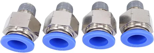 Vista 16 de Conexión de conexión de 1/2" OD x 1/2" macho NPT rosca, línea de agua recta macho neumática, conectores de empuje rápido (paquete de 4)