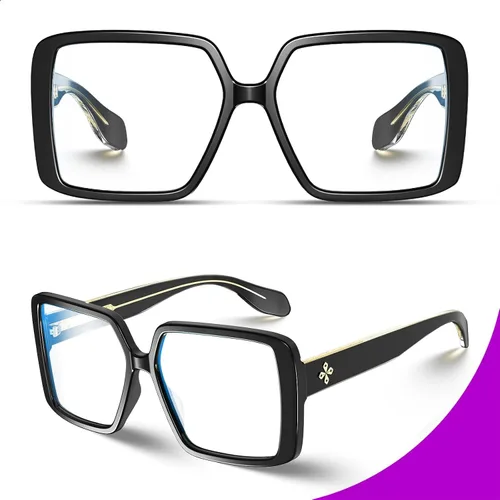 Vista 9 de VISOONE Gafas gruesas de gran tamaño con bloqueo de luz azul para mujer