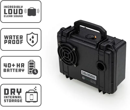 Vista 5 de DemerBox: Altavoces Bluetooth impermeables, portátiles y resistentes para exteriores. Sonido fuerte, duración de la batería de más de 40 horas, caja