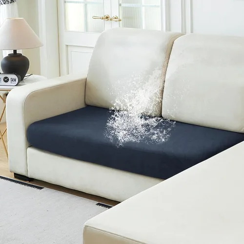 Vista 7 de NAISI Fundas de cojín impermeables de tela de terciopelo grueso lavable, 1 pieza, fundas individuales para sofá modular con parte inferior elástica