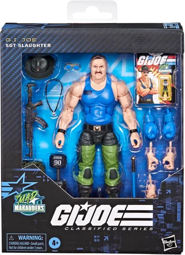 Vista 2 de G.I. Joe Serie clasificada #129, Mad Marauders SGT Slaughter, figura de acción coleccionable de 6 pulgadas con 18 accesorios