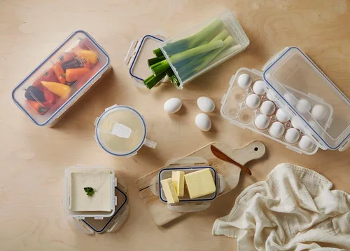 Vista 5 de LOCK & LOCK Easy Essentials - Tapas de almacenamiento de alimentos/recipientes herméticos, sin BPA, cuadrados, 20 oz para café, transparente