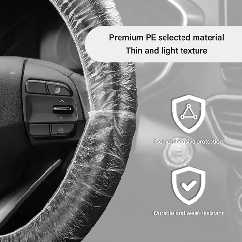 Vista 3 de 100 unidades de fundas desechables para volante, protector desechable para volante con elástico para evitar rozaduras y arañazos, funda universal