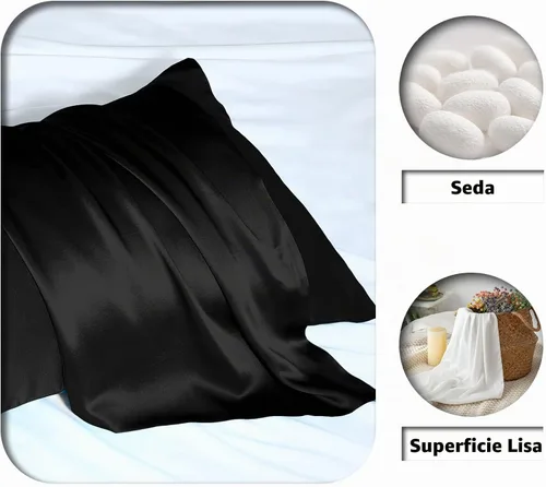 Vista 2 de Funda de almohada de seda para cabello y piel, suave, transpirable y sedosa 100% seda Queen, juego de 2, fundas de almohada de seda de morera
