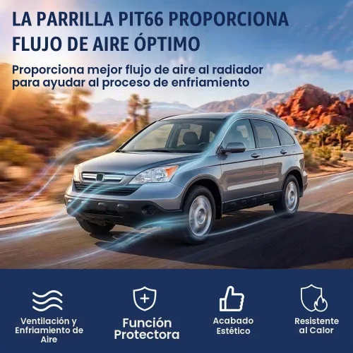 Vista 8 de PIT66 Protector de parrilla de parachoques delantero superior e inferior, compatible con Honda CRV 07-09 negro/cromo