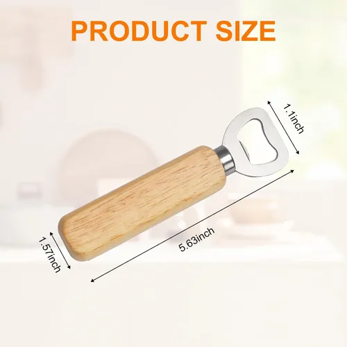 Vista 2 de Abrebotellas de vino de madera, 50 sacacorchos de acero inoxidable Wooden Handle Handheld Cider Opener, Heavy Duty Bartender Tools, Party Bar