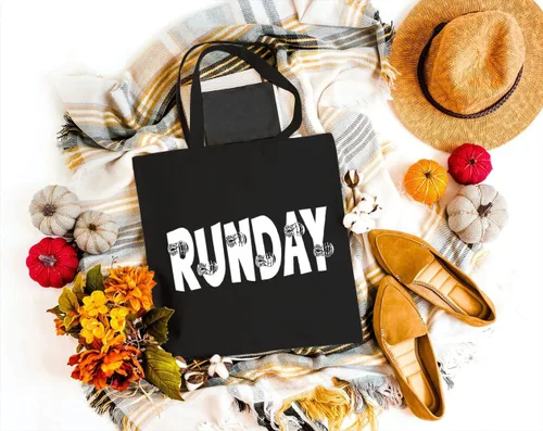 Vista 2 de Runday - Bolsa de lona para mujer, estética, para correr, reutilizable, para comestibles, de hombro, para compras, regalos para corredores