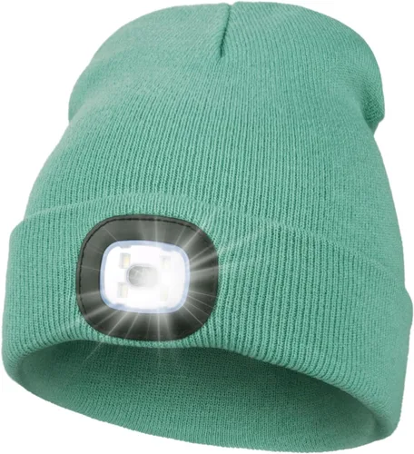 Vista 48 de MELASA Gorro unisex con luz, recargable por USB, manos libres, gorro LED, regalos de invierno para hombres Tinte amarillo albaricoque