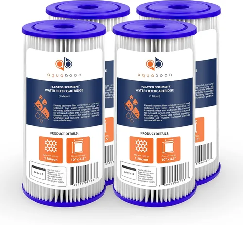 Vista 10 de Aquaboon Filtro de agua plisado de 1 micra de 10 x 4.5 pulgadas para reemplazo de filtro de agua de sedimentos para toda la casa, compatible