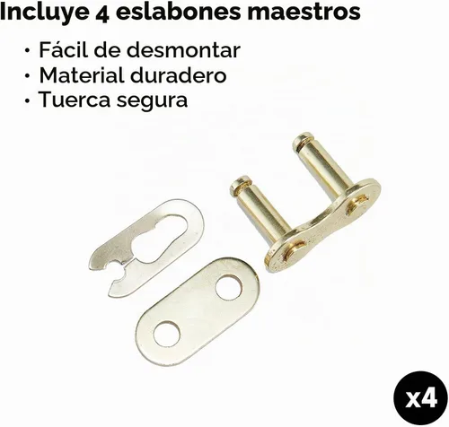 Vista 4 de Cadena de motocicleta 420H 132 eslabones sin junta tórica con enlace maestro de conexión, cadena de transmisión resistente para motocicleta