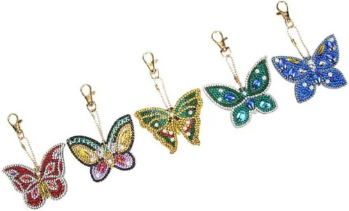 Vista 6 de EXCEART Llaveros de pintura con diamantes de imitación de mariposa bolso colgante para niñas y mujeres abalorio de teléfono 5 piezas