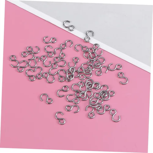 Vista 5 de 100 ganchos de acero inoxidable en forma de S, conectores de metal versátiles para manualidades, joyería colgante, llaveros y organización del hogar