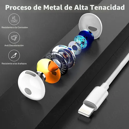 Vista 4 de Auriculares para iPhone, auriculares con cable con control remoto integrado para controlar la música, llamadas telefónicas y volumen, compatibles